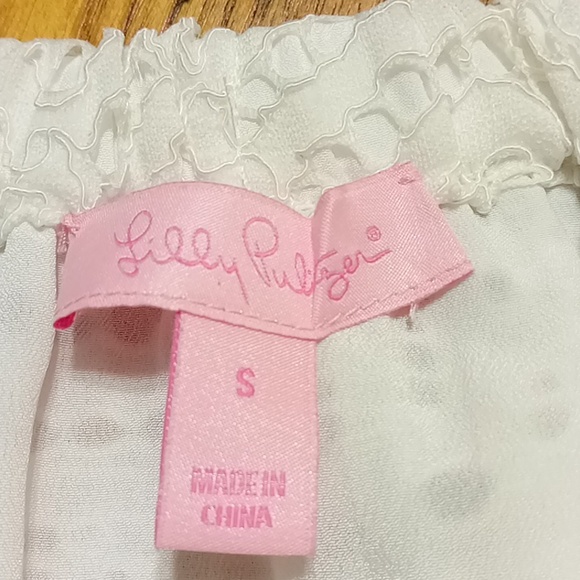 LILLY PULITZER Womens SMALL White Dress Preowned Off Shoulder Summer Spring - Picture 3 of 10